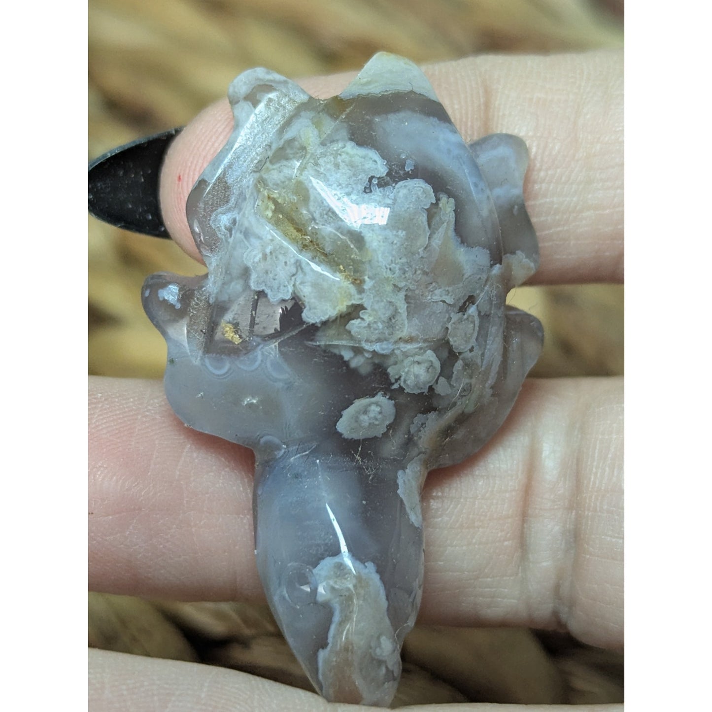 Flower Agate Sea Turtle Crystal Witch Mini Witchy Familiar Quartz Chalcedony