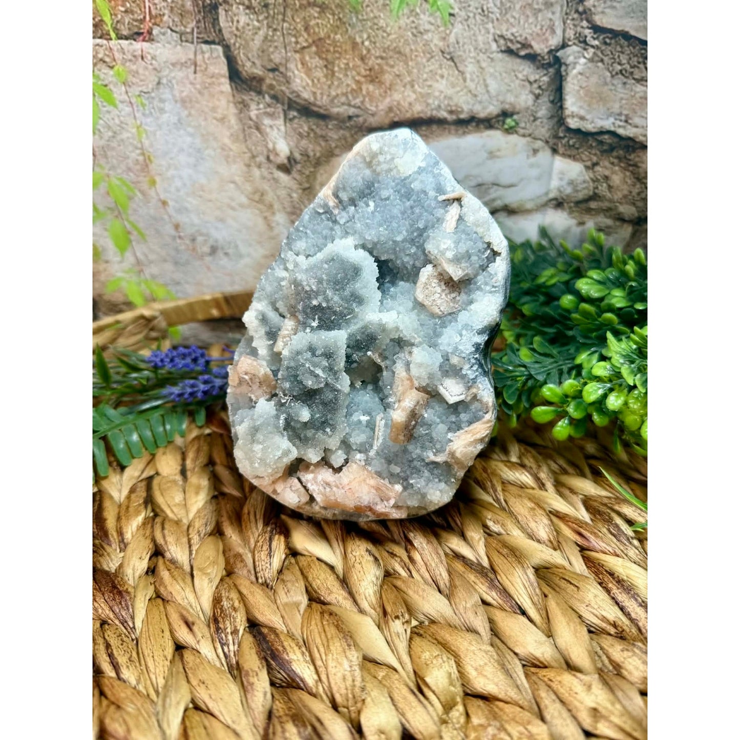 Raw Natural Apophyllite Specimen Cabinet Piece Druzy Sparkly Standing Witch