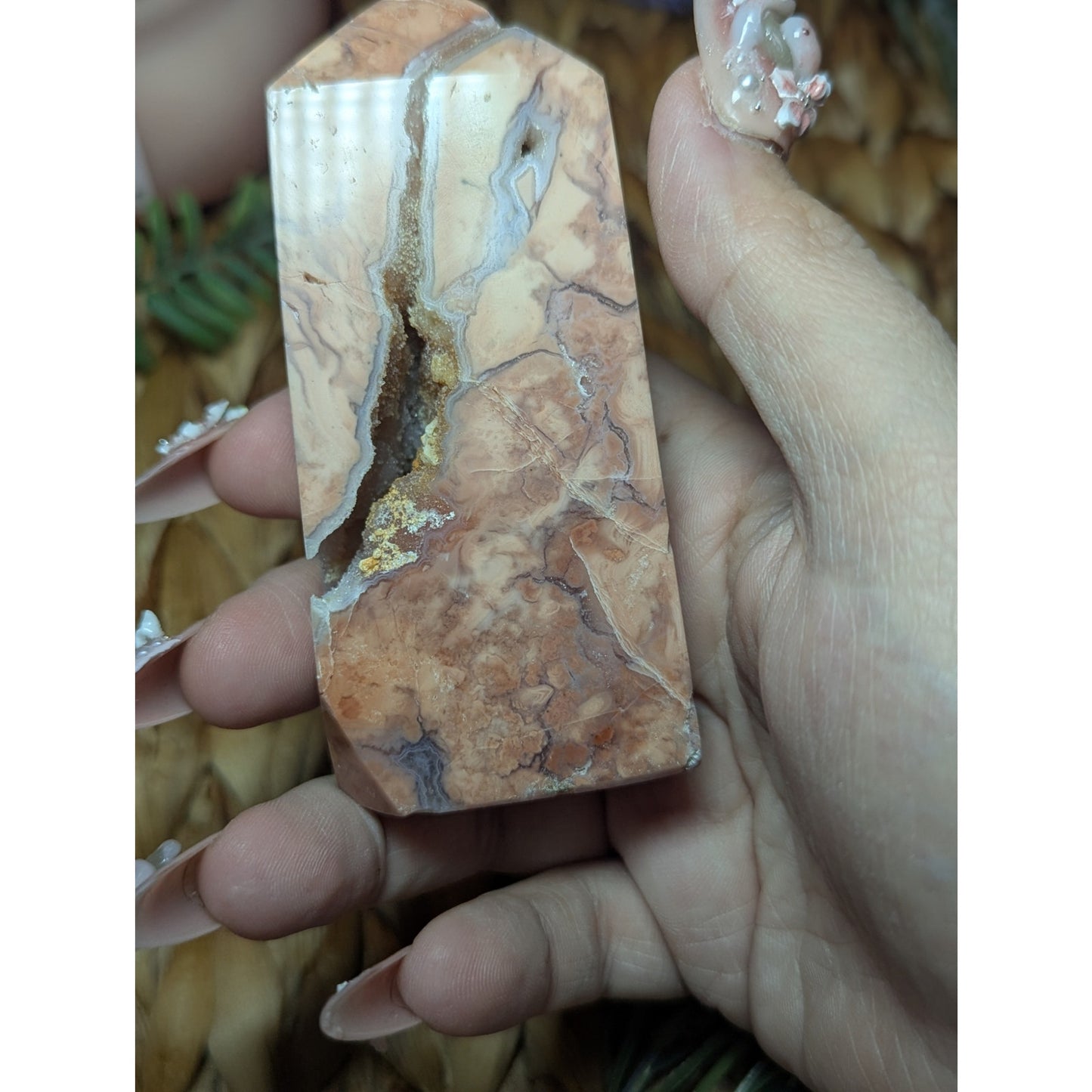 Cotton Candy Agate Tower Sugar Druzy Pink Mexican Material Crystal Witch