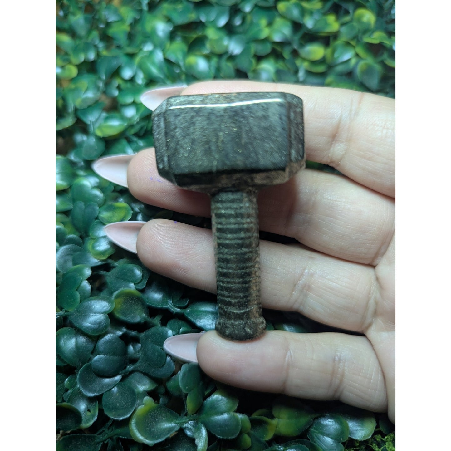 Pyrite Hammer Thor Mjolnir Crystal Norse Viking Witchy Symbol Gold Altar